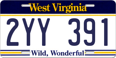 WV license plate 2YY391