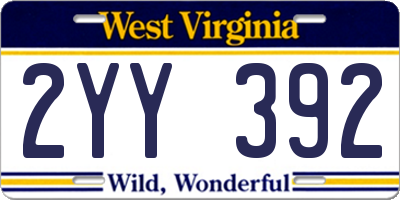 WV license plate 2YY392