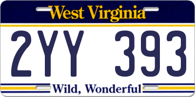 WV license plate 2YY393