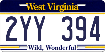 WV license plate 2YY394