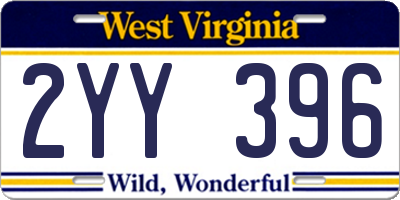 WV license plate 2YY396