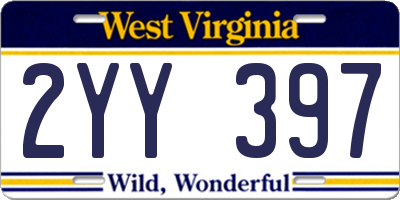 WV license plate 2YY397