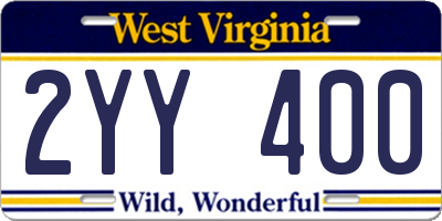 WV license plate 2YY400