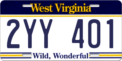 WV license plate 2YY401
