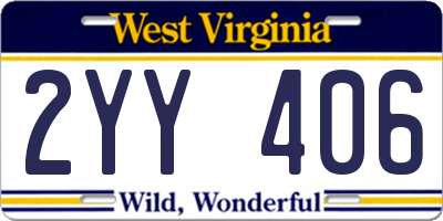 WV license plate 2YY406