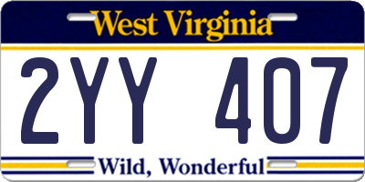 WV license plate 2YY407