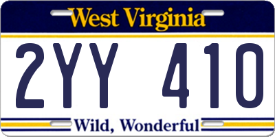 WV license plate 2YY410