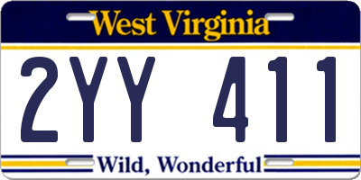 WV license plate 2YY411