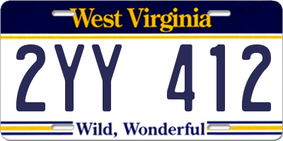 WV license plate 2YY412