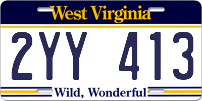 WV license plate 2YY413