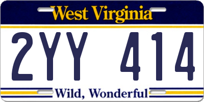 WV license plate 2YY414
