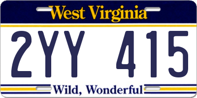 WV license plate 2YY415