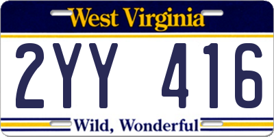 WV license plate 2YY416