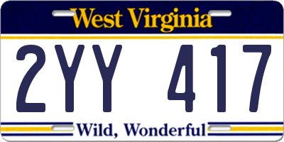 WV license plate 2YY417