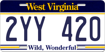 WV license plate 2YY420