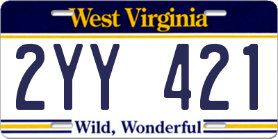 WV license plate 2YY421