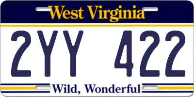 WV license plate 2YY422