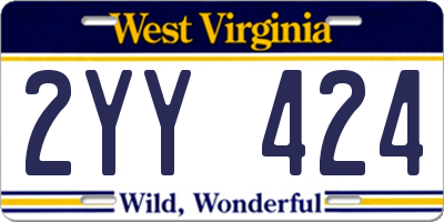 WV license plate 2YY424