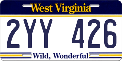 WV license plate 2YY426