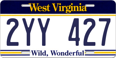 WV license plate 2YY427