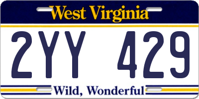 WV license plate 2YY429