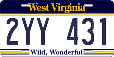 WV license plate 2YY431