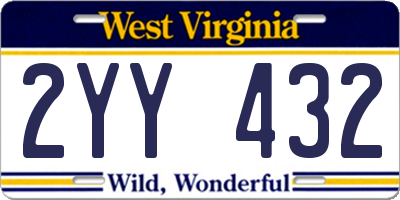 WV license plate 2YY432
