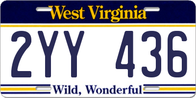 WV license plate 2YY436