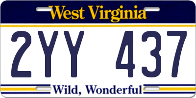 WV license plate 2YY437