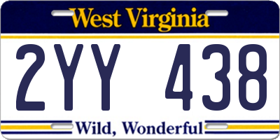 WV license plate 2YY438