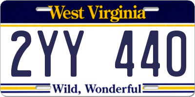 WV license plate 2YY440