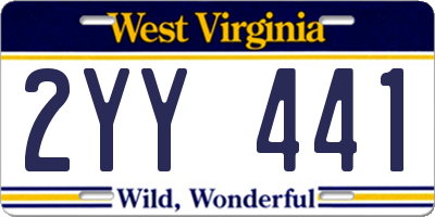 WV license plate 2YY441