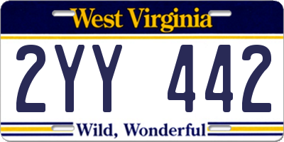 WV license plate 2YY442