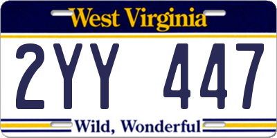 WV license plate 2YY447