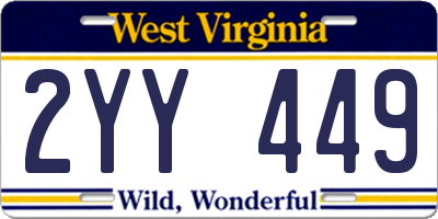 WV license plate 2YY449