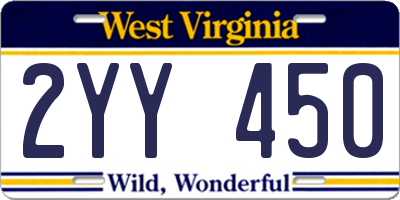 WV license plate 2YY450
