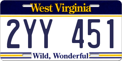 WV license plate 2YY451