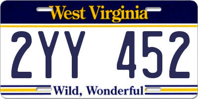 WV license plate 2YY452