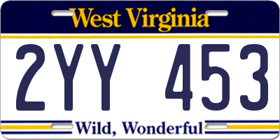 WV license plate 2YY453