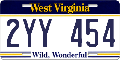 WV license plate 2YY454