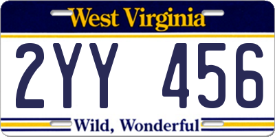WV license plate 2YY456
