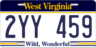 WV license plate 2YY459