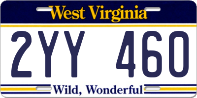 WV license plate 2YY460