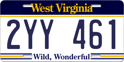 WV license plate 2YY461