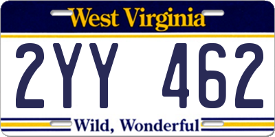 WV license plate 2YY462