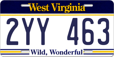 WV license plate 2YY463