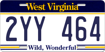 WV license plate 2YY464
