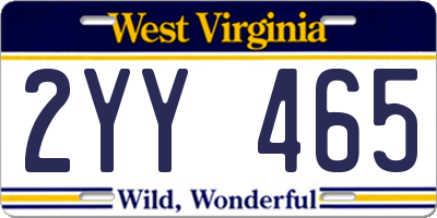 WV license plate 2YY465