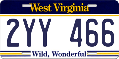 WV license plate 2YY466