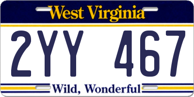 WV license plate 2YY467
